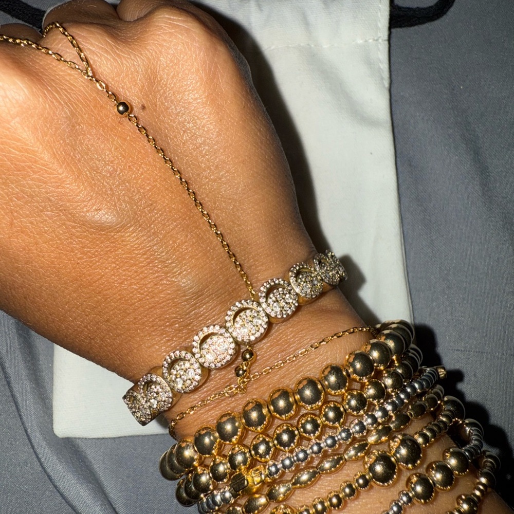 Gold and Silver Bracelet Set with Crystal Embellishments